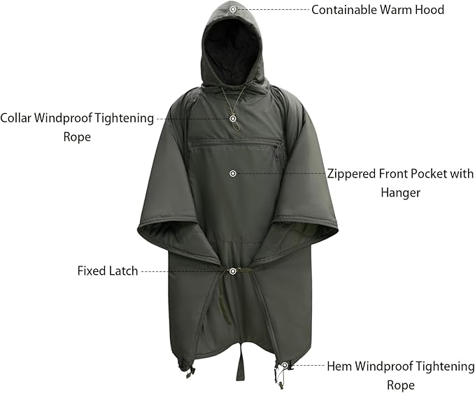 LOOGU Camo Blanket Waterproof Insulation Poncho Liner for Outdoor Camping, Hiking, Hunting, Survival, Backpacking, Picnicking