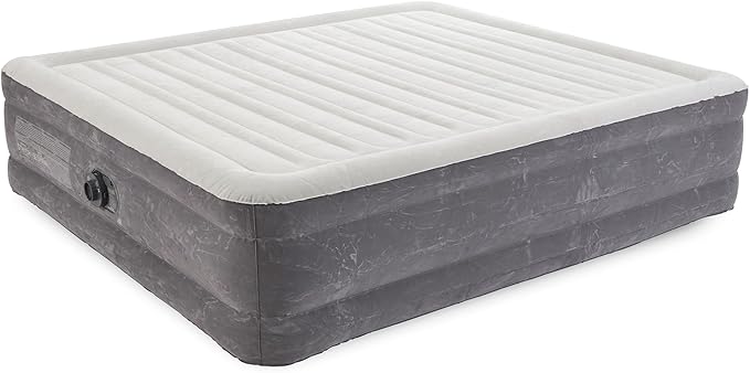Intex 18-Inch King-Sized Inflatable Fiber-Tech Elevated Premium Plush Comfort Air Mattress Bed with Built-in Pump and Dura-Beam Technology (2 Pack)