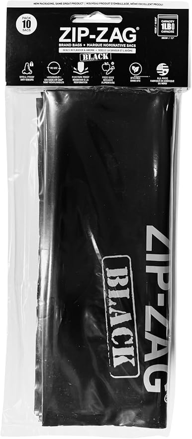 Zip Zag Bag Black (1 LB) 10x One Pound Zipper Bags (17" x 11.5") | Say Goodbye to Stale Herbs And Spices With Food Safe Zipper bags | Resealable, Reusable, Washable, Airtight Bags