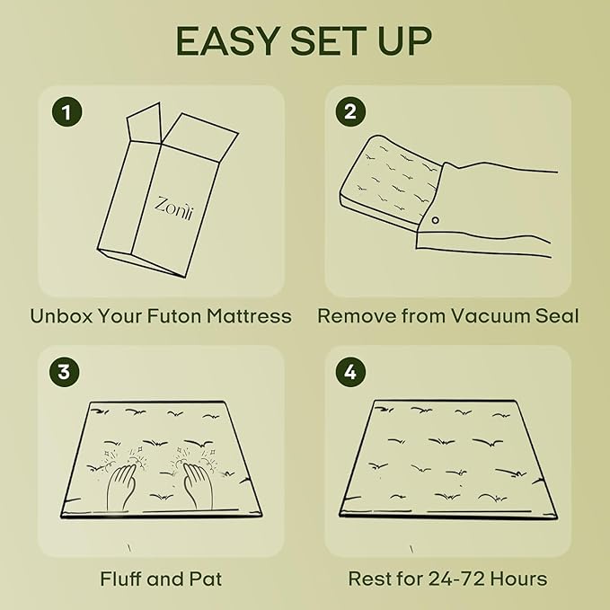 ZonLi Japanese Floor Futon Mattress Full Size 75"x 54", 100% Cotton Cover 4'' Thicken Tatami Mattress, Foldable Sleeping Pad, Portable Dormitory Tatami Mat, Roll Up Floor Lounger Bed for Adult