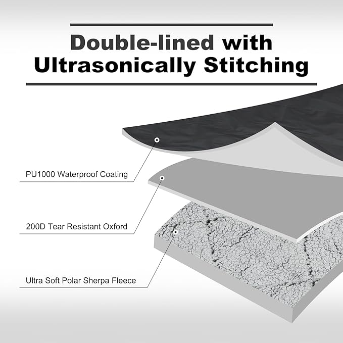 Sherpa Warm Outdoor Camping Blanket - Waterproof Stadium Blanket for Cold Weather, Camp, Sports Mom and Concert - Camping Quilt 80" X 58" (Black)