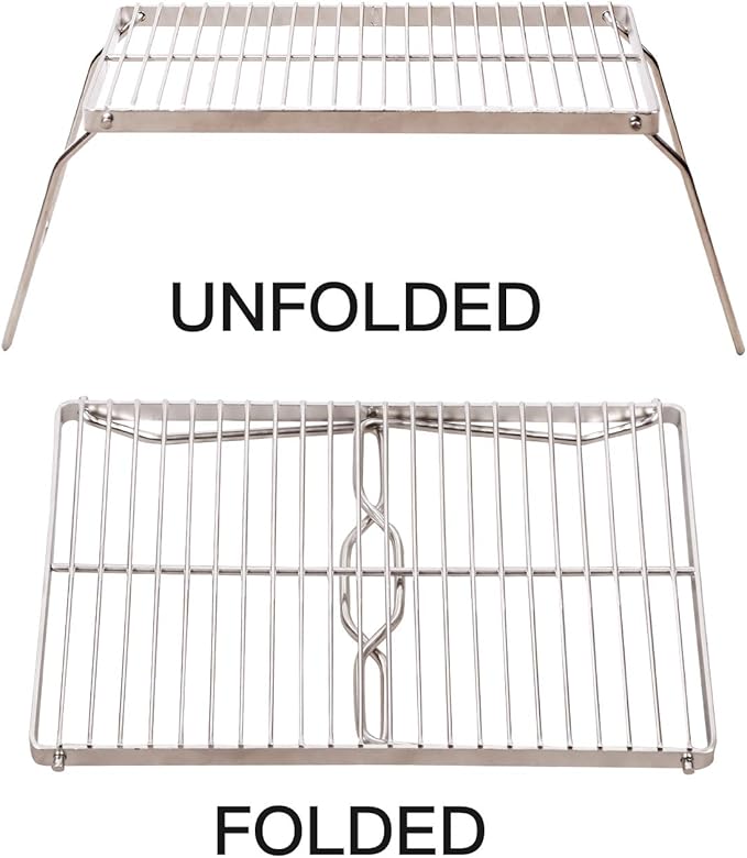 REDCAMP 13.6" Small Folding Campfire Grill, Heavy Duty Portable Camping Grill Grate with Carrying Bag for Outdoor Cooking Camping Hiking Backpacking Picnic BBQ