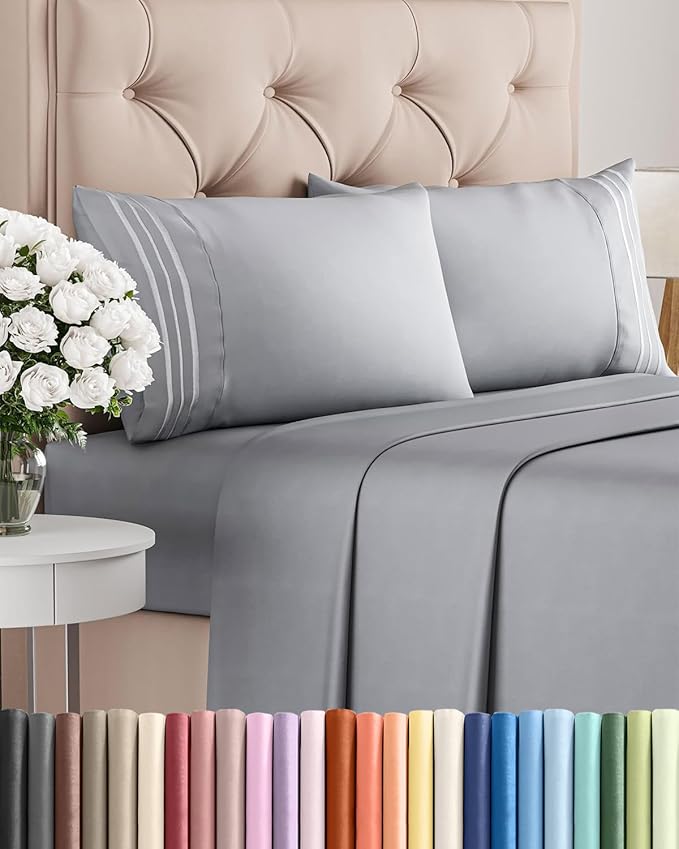 Full Size 4 Piece Sheet Set - Comfy Breathable & Cooling Bed Sheets Set - Hotel Luxury Bedding for Women, Men, Kids, Teens, Boys & Girls - Deep Pockets, Soft and Wrinkle Free - Oeko-Tex - Steel Blue