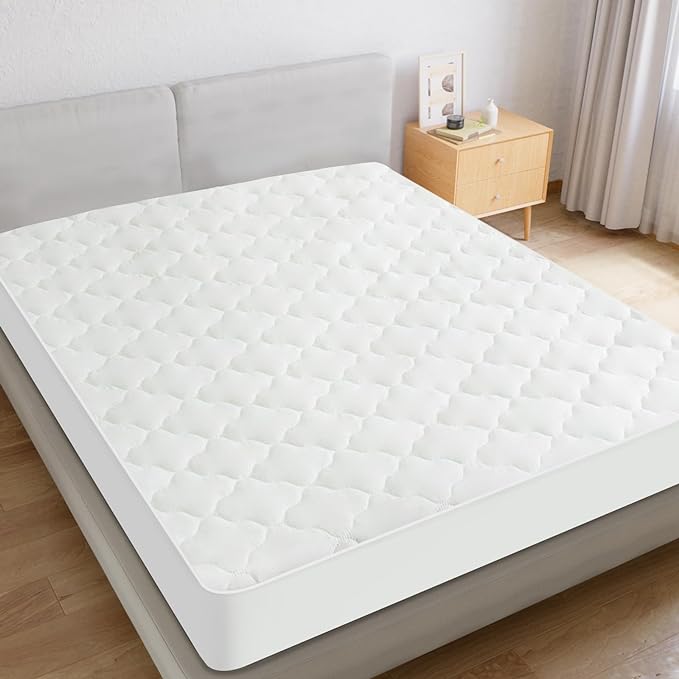 2 Pack King Mattress Protector Pad Waterproof Quilted, Breathable & Cooling King Size Mattress Cover Protector Fitted with Deep Pocket Up to 18", (White)