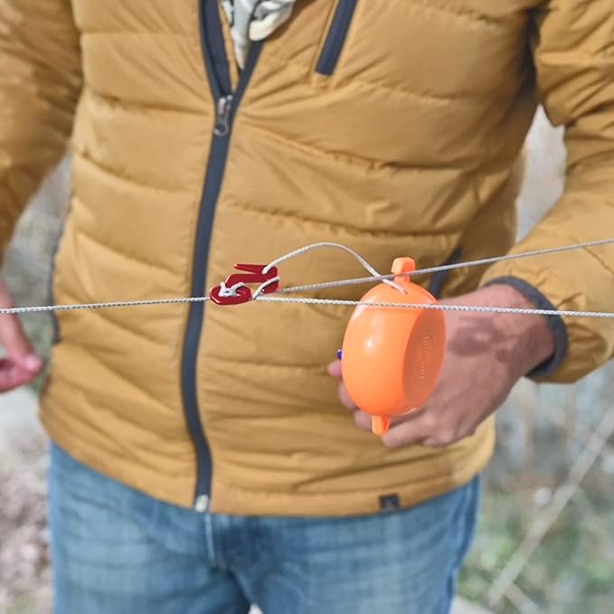 Onewind Premium 40' HMWPE Tent Guyline and Tarp Ridgeline Mini Reel, Lightweight, No Knot Camping Rope and Tent Cord for Hammock Tarp and Rain Fly, 3 Prussik Knots