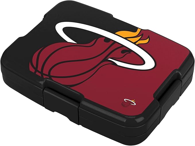 FOCO NBA Unisex-Adult Officially Licensed 2-Tone Big Logo Team Color Basketball Leak Proof 5 Compartment Bento Lunch Box - Miami Heat