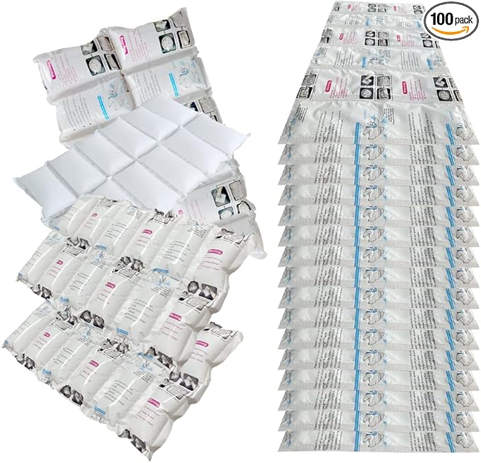 RAINBOW Dry Ice Packs for Shipping Long Lasting, Reusable Cold Ice Pack Sheets for Lunch Box, Flexible Dry Ice Packs for Coolers, Dry Ice for Shipping Frozen Food, 12 Ice Cells Each Sheet, 100 Sheets