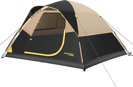 FanttikOutdoor Zeta C2/3/4 Camping Tent, 2/3/4 Person Instant Dome Tent, Easy Setup in 60s, Portable Waterproof Cabin Tent with Pre-Attached Poles & Air Vent, Ideal for Camping, Hiking, Backyard