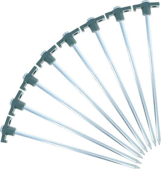(8 Pack) Steel Tent Stake Heavy Duty Universal Camping Gear Anchor Tent Pegs, Green