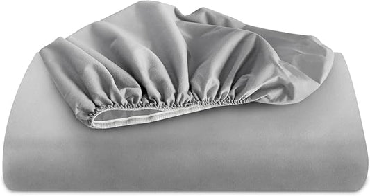 Biloban Full Fitted Sheet, Full Bedding Fitted Sheets Only with Deep Pocket up to 14", Bottom Sheet, Shrinkage & Stain Resistant Bed Sheets, Wrinkle Free & Easy Care, Grey