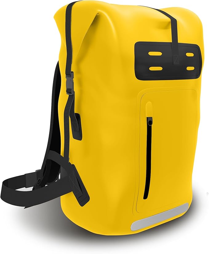 Waterproof Backpack，Heavy Duty Hiking Backpack，35/55/85L dry bag backpack waterproof for Men，Roll-Top Closure，for Kayaking, Travel, Hiking, Fishing, Camping, Motorcycles (yellow, 85L)