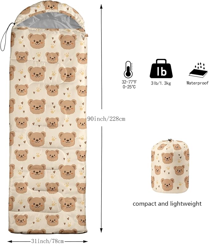 AILONEN Kawaii Puppy Sleeping Bag for Kids Boys Girls,Warm and Cool Weather,Lightweight,Waterproof Backpacking,Cartoon Cute Dog & Duck Animal Themed Blue Sleeping Bag for Camping