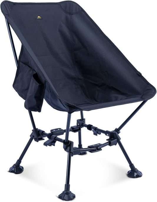 iClimb Two-Heights Light Compact Comfortable Camping Folding Beach Chair with Anti-Sinking Large Feet and Carry Bag