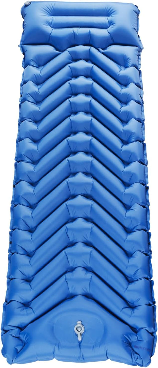 Sleeping Pad for Camping- Ultralight Inflatable Sleeping Mat with Built-in Foot Pump & Pillow, Upgraded Compact Camping Air Mattress for Tent, Backpacking, Hiking
