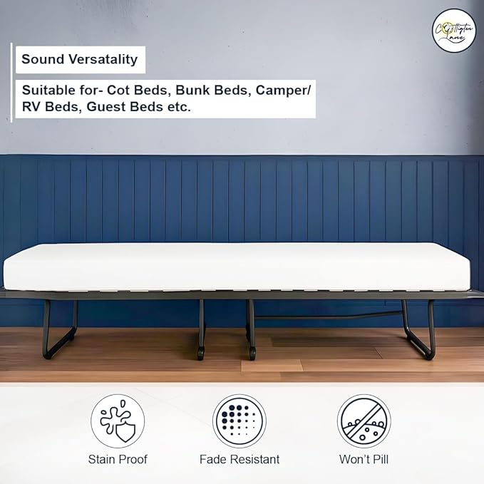 Cot Fitted Sheet 33 x 75, 100% Egyptian Cotton, 1 PC Cot Size Bottom Sheet Only, Perfect for Narrow Twin, Camp Bunk, Army Cots, Trifold Mattress, Camping Cot, Guest Bed Replacement(White)