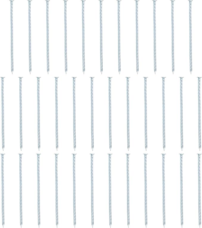 uxcell 35Pcs Metal Landscape Edging Stakes, 7 Inch Galvanized Artificial Turf Stakes Spiral Anchoring Spikes for Outdoor Tent Construction Weed Barriers, Silver