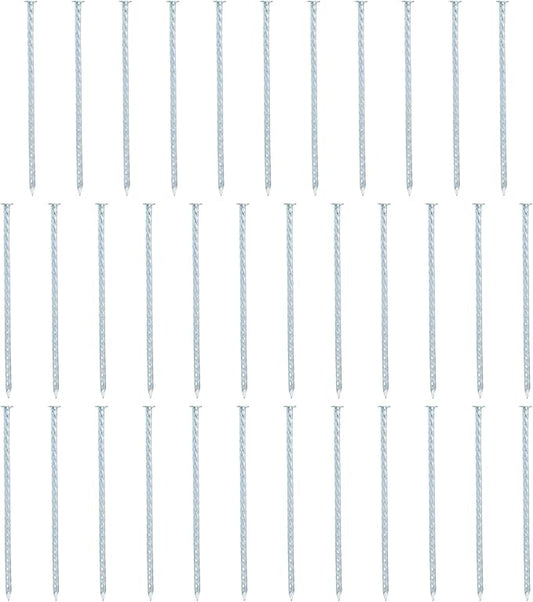 uxcell 35Pcs Metal Landscape Edging Stakes, 7 Inch Galvanized Artificial Turf Stakes Spiral Anchoring Spikes for Outdoor Tent Construction Weed Barriers, Silver