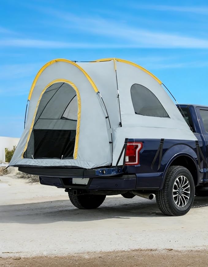 Truck Bed Tent with Awning Pickup Truck Tent for 5–8.2 ft Bed Waterproof PU3000 Oxford Camping Tent Portable Truck Camper for Chevy Silverado 1500 F150 Ram 1500
