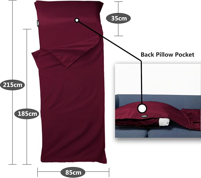 Frelaxy Sleeping Bag Liner, XL Travel Sheet & Camping Sheet for Backpacking, Hotel, Hostels & Traveling, Comfy & Easy Care, Full-Length Zipper/No Zipper, 4 Seasons Warm Cold Weather