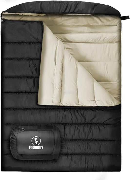 Double Sleeping Bag for Adults, XL Queen Size 2 Person Waterproof Sleeping Bag for Cold Weather & Warm, Perfect for Couples Family RV Travel and Tent Camp