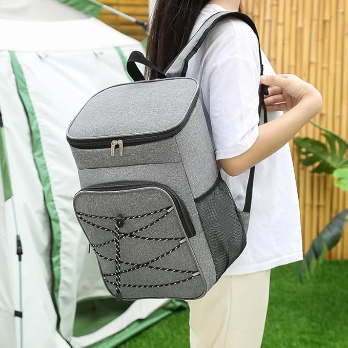 Waterproof Insulated Cooler Backpack for Men & Women, Leak Proof Insulated Cooler Backpack for Camping, Beach, Fishing, Picnic, Travel, Foldable Environmental Insulate Bag (Grey)