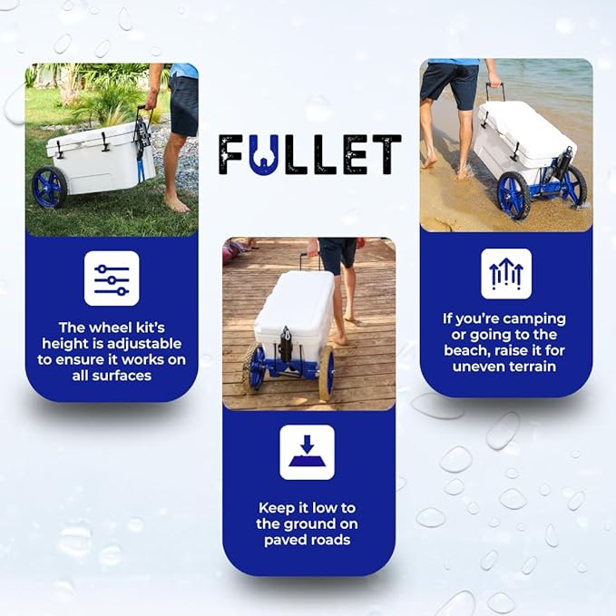 Cooler Wheel Kit for Yeti, RTIC, Igloo and most other brands - Cooler Cart - Easy-to-install Dolly With Wheel Attachment - Durable, Rust-Resistant Powder-Coated Stainless Steel