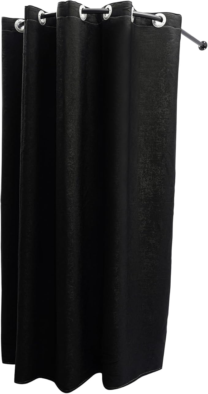 U-Dressing Room Privacy Protection Changing Divider, Clothing Store Fitting Room for Boutique, Curtain Divider (U-Shaped-Black)