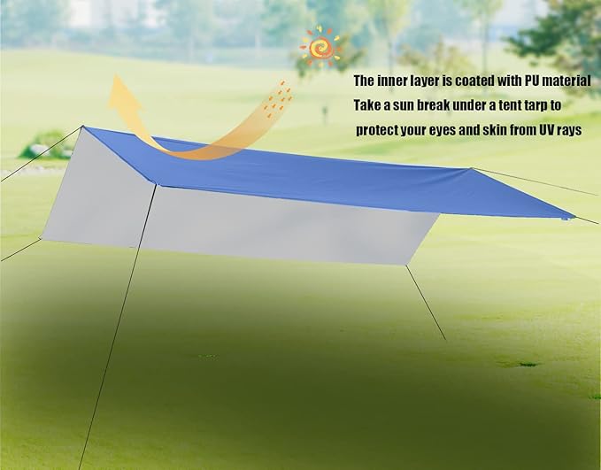 Wind Tour Portable Multifunctional Tent Footprint Traveling Awning Backpacking Rain Fly Tarp Waterproof Shelter Outdoor Camping Tarp Sun Shelter for Hiking, Beach (177236 in)