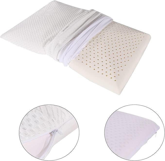 SUQ I OME Slim Sleeper -Thin Flat Latex Pillow for Sleeping,Low Profile Ultra Thin for Stomach, Back, or Side Sleepers, Firm, 27x15.7x2.3 inch
