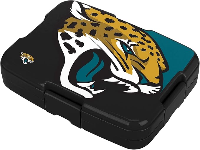 FOCO NFL Unisex-Adult Officially Licensed 2-Tone Big Logo Team Color Football Leak Proof 5 Compartment Bento Lunch Box - Jacksonville Jaguars