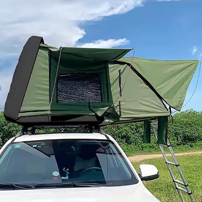 Auto Quick Pop Up Car Tent, SUV Roof Top Tents for Adults, Roomy Truck Van Trailer Tent, Camping Car Tent for 3-4 People, Family Hard Shell Out Door Rooftop Tent, Fast Opening