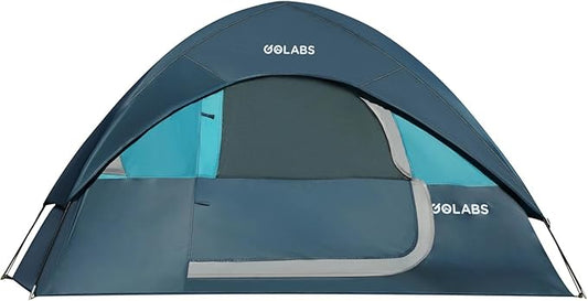 Golabs CT1 2 Person Camping Tent, Easy Set Up in 3 Mins, PU1500mm Waterproof w/Mesh Top & Door with Ventilation, Lightweight 4.4lbs Portable Family Tent with Carry Bag &Interior Storage Pockets &Hook