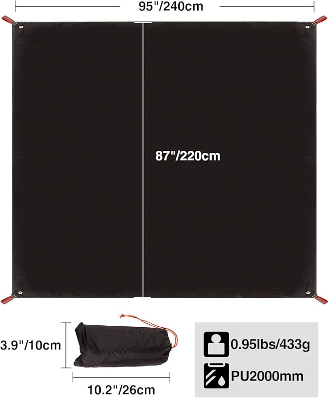 REDCAMP Waterproof Camping Tent Tarp - 36"x83", 4 in 1 Multifunctional Tent Footprint for Camping, Hiking and Survival Gear, Lightweight and Compact