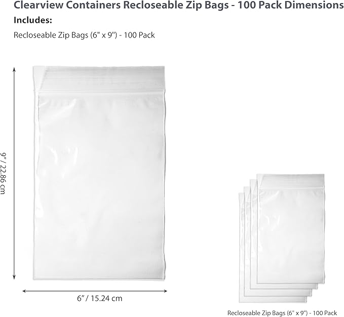100-Pack 6" x 9" Reclosable Zip Bags – Durable & Convenient Storage Solution