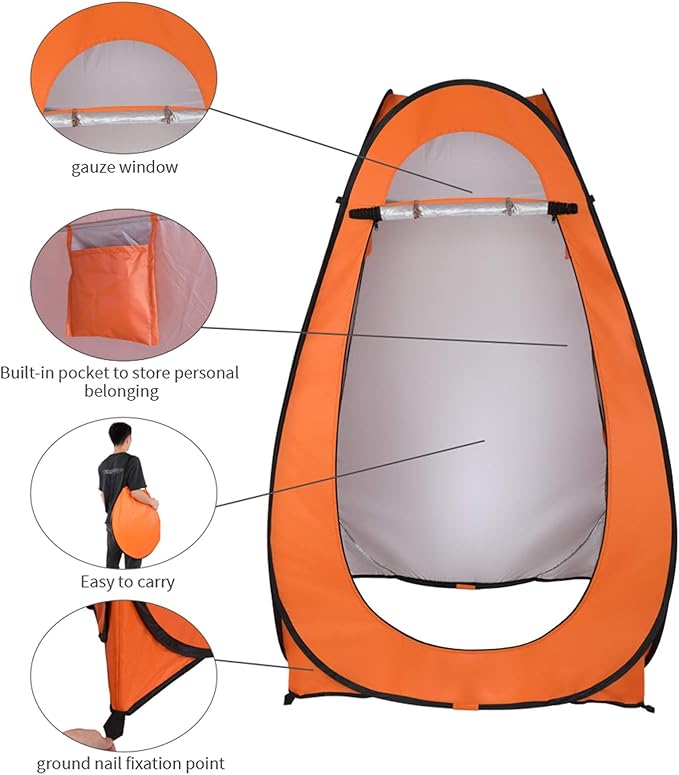Pop Up Shower Changing Room Privacy Tent, Instant Portable Outdoor Shower Tent, Camp Toilet, Rain Shelter for Camping & Beach Lightweight & Sturdy, Easy Set Up, Foldable,with Carry Bag