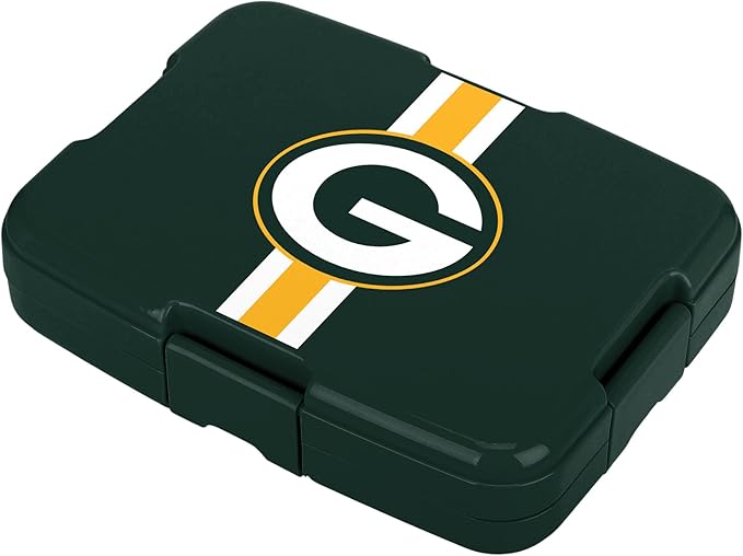 FOCO NFL Unisex-Adult Officially Licensed Team Color Stripe Primary Logo Football Leak Proof 5 Compartment Bento Lunch Box - Green Bay Packers