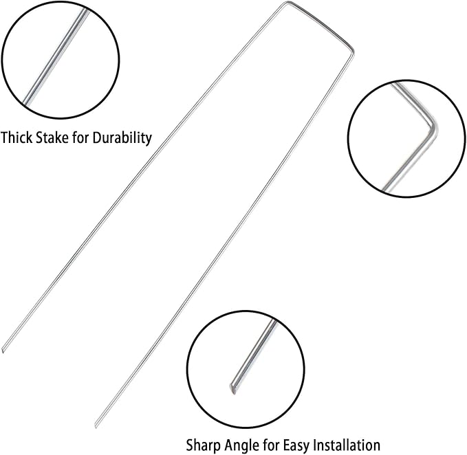 200 Pack 8 Inch Landscape Staples, Heavy Duty 11 Gauge Galvanized Steel Garden Stakes Staples Securing Pegs U-Shaped Pins for Securing Irrigation Tubing Fabric Weed Barrier Ground Sheets