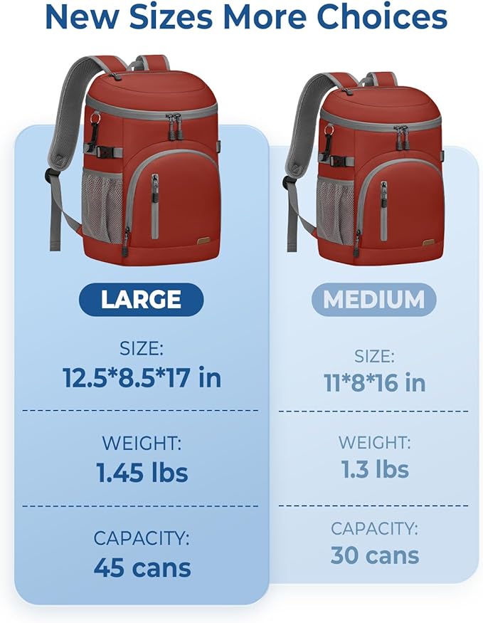 Cooler Backpack Insulated Waterproof,30/45 Cans Backpack Coolers Leakproof Lunch Backpack for Men Women Portable Soft Cooler Bag for Beach Camping Trave Picnic