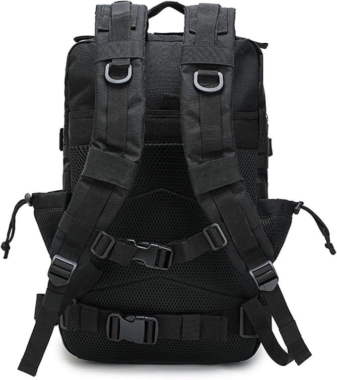 Military Tactical Backpack 45L Bug Out Bag Assault Pack Molle Daypack Hiking Gym Rucksack with Bottle Holder(Black)