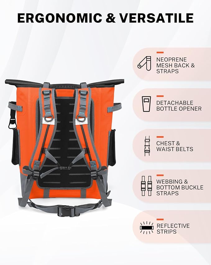 Gonex Cooler Backpack, 40 Can Insulated Soft Backpack Cooler Bag for Men Women, Waterproof Nylon TPU Cooler Backpack for Beach, Picnic, Lunch and Camping