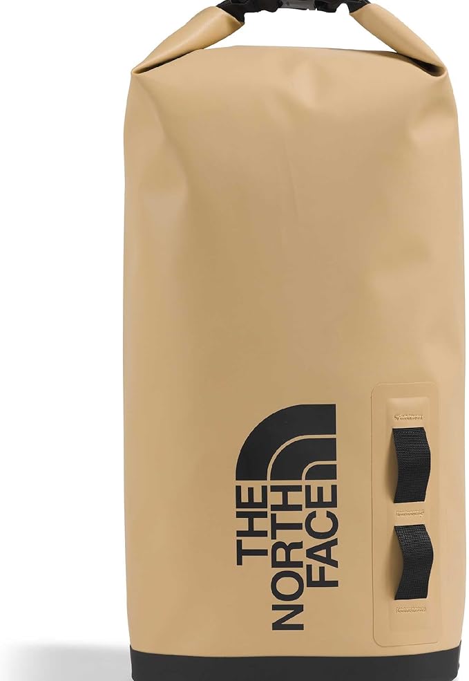The North Face Base Camp Dry Bag - Roll-Top Waterproof Stuff Sack, Ideal for Camping Gear & Kayak Accessories, Khaki Stone/TNF Black, 12 Liters