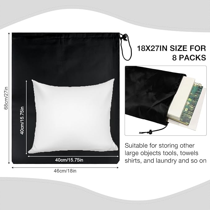 HIIXHC 8-Pack Drawstring Bags with Toggle, Durable Nylon Backpack, Cinch Sack and Ditty Pouch for Gym, Sports, Travel, and Daily Use