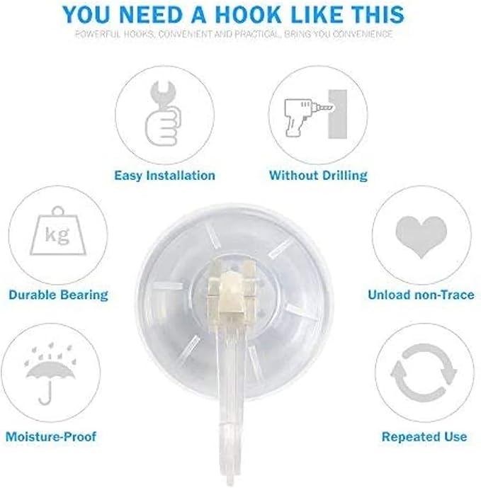 1st Choice Clear Plastic Suction Cup Hooks, 12 Pack Ultra Heavy Duty Power Lock Vacuum Traceless Smooth Waterproof Oil-Proof Wall Shower Kitchen Window Bathroom Holder