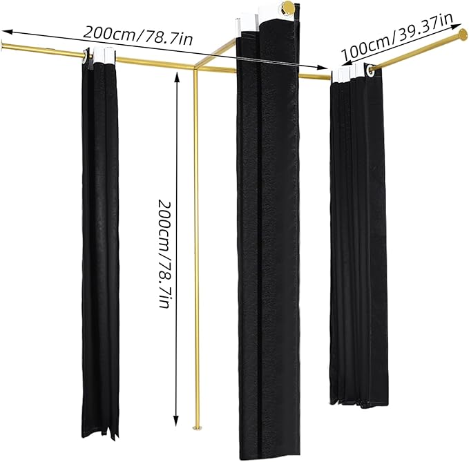 F-Dressing Room Privacy Protection Changing Room Divider - F-Shaped Black Curtain Room Divider for Boutique Fitting Room