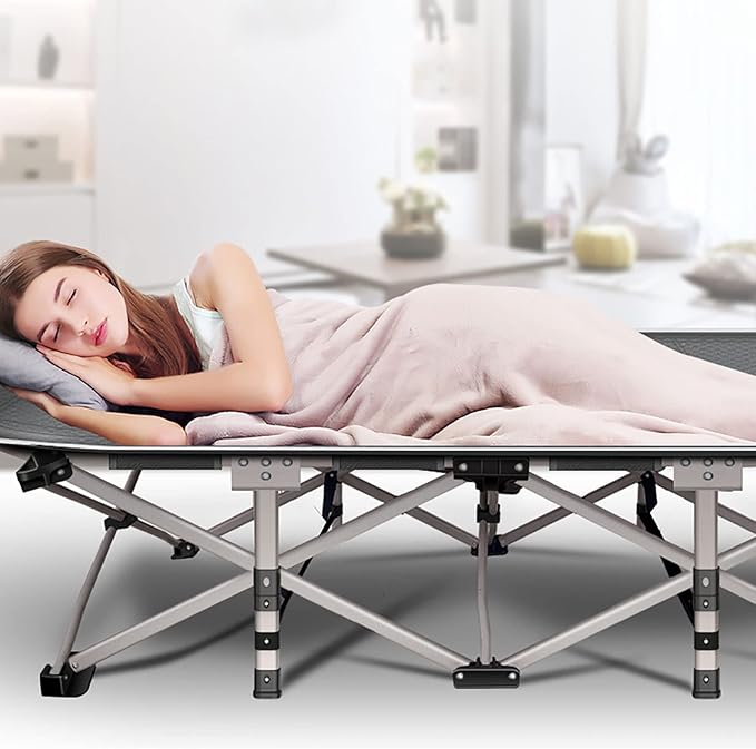 ABORON Camping Cot for Adults, Folding Sleeping Cot with Mattress, 500 lb Capacity Heavy Duty Outdoor Folding Sleeping Bed, Portable Cot Bed for Camping, Indoor Guest Use, Home & Travel