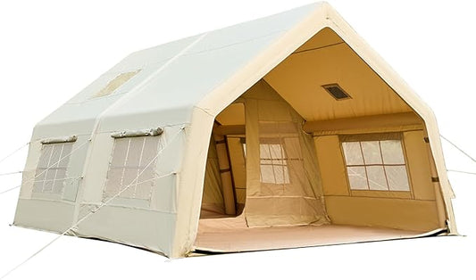 EROMMY 4/6/8/12 Person Inflatable Tent with Skylight, 4 Season Blow Up Tents with Hand Pump for Outdoor Camping & Hiking, Easy Set-up Windproof Sunproof Waterproof