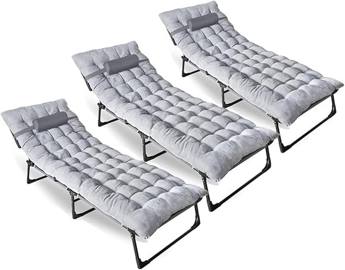 ZONETECH Folding Cot & Pad Mattress 4 Position Adjustable Portable, Premium Quality for Adult and Kids-Perfect for Camping, Travel, Patio, Beach, Indoor & Outdoor Activity (3-Pack)