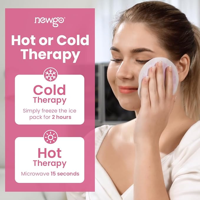 NEWGO Small Ice Packs for Injuries, 6 Pack Round Ice Packs for Face, Hot and Cold Gel Ice Pack Circular Cold Compress with Cloth Backing & Sleeve for Pain Relief, Toothaches - Red