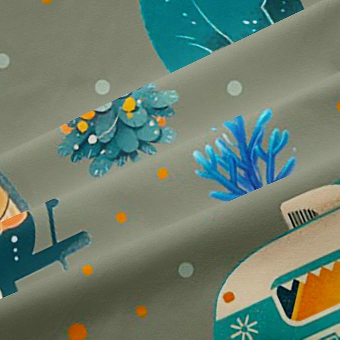 Feelyou Camping Camper Curtains for Bedroom Living Room Adventure Camper Blackout Shades Happy Camping Room Darkening Curtain Window Treatments, 2 Panels 42 x 84 Inch Decor