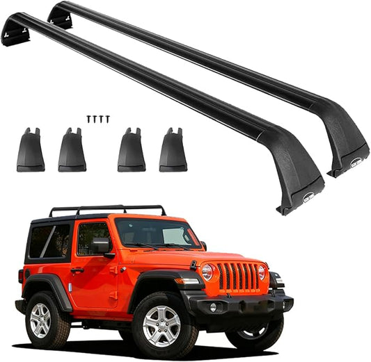 Zorik Heavy Duty Roof Rack Cross Bars for Jeep Wrangler JK JL & Gladiator JT 4-Door (2007-2025), 220LB Capacity Aluminum Cargo Carrier for Roof Top Tent, Kayak, Canoe, No-Drill Hard Top Installation